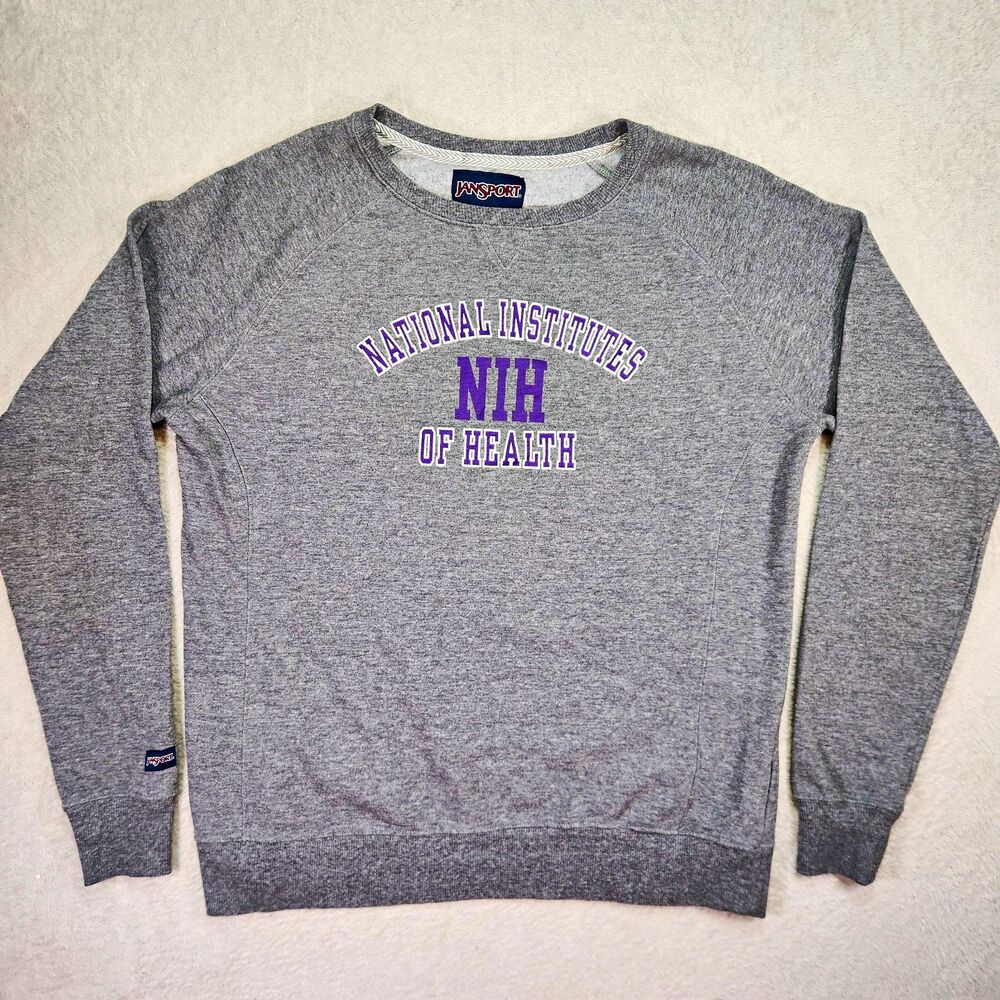 JanSport NIH National Institutes of Health Gray Sweatshirt Crew Neck Size L